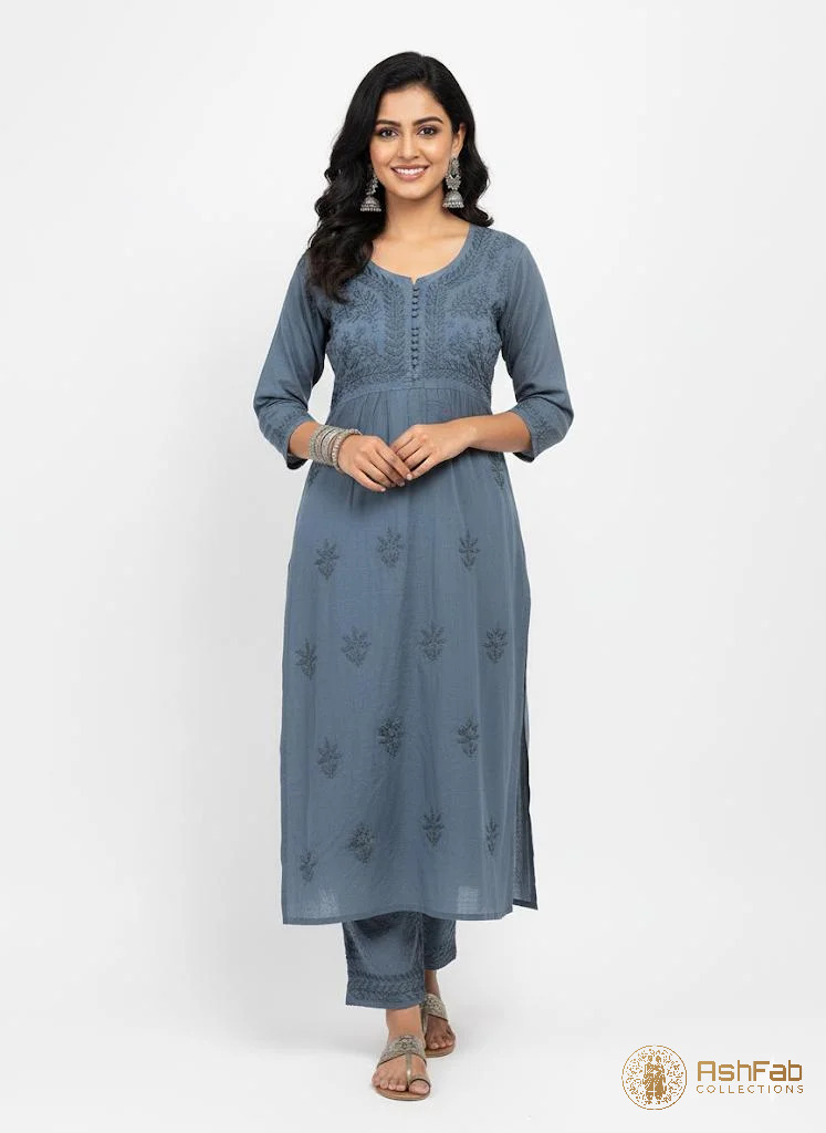 chikankari kurti & pant set